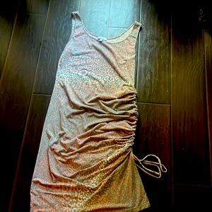 Skinnygirl Sunset Ombré Leopard Print Side Ruched Midi Tank Dress